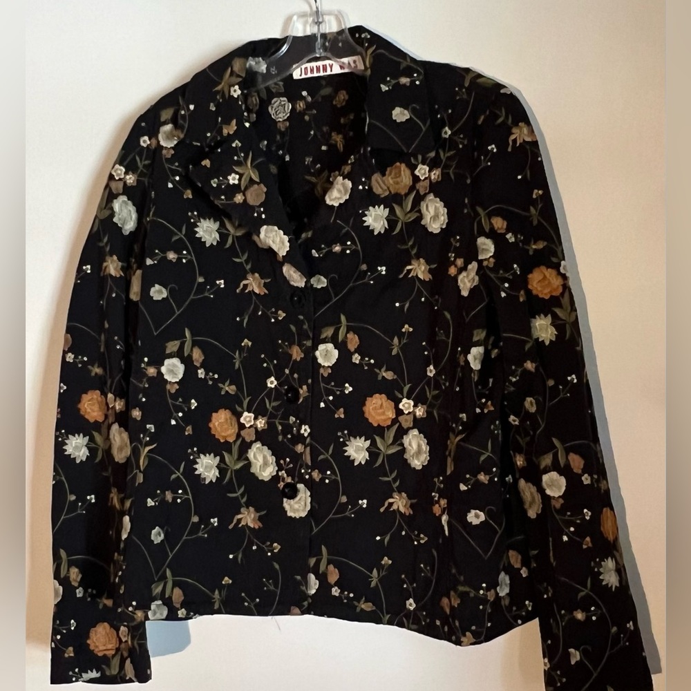 Johnny Was black embroidered blazer